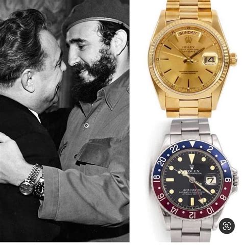 fidel castro con rolex|Fidel Castro smoking a cigar and wearing two Rolex watches .